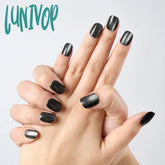 Lunivop 10Pcs/Set Short Handmade Black Press On Nails Cat Eyes Pure Ballerina Decoration Wearable